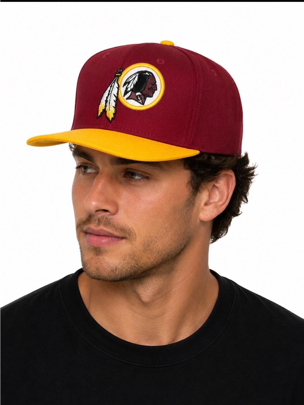 Washington Redskins/Commanders Hat Burgundy/Gold Team Logo Snapback flat brim